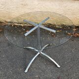 Chrome table with glass dining top from the 1980s.