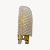 Pair of Barovier & Toso Style Mid-Century Modern Murano Glass Gold Leaf Sconces