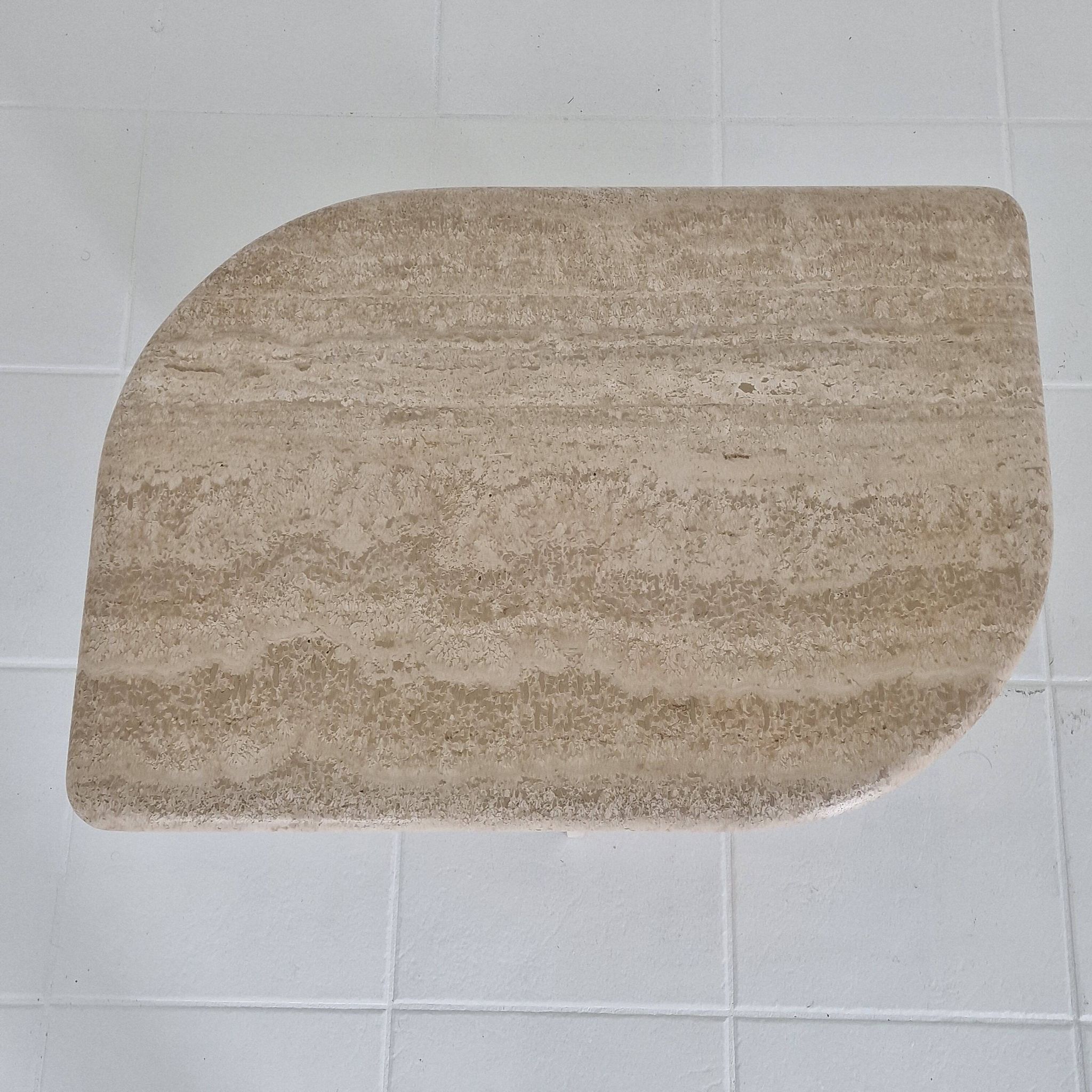 Travertine Coffee or Side Table in Teardrop Shape, Italy 1980s