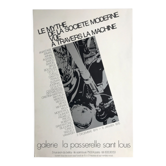Vintage silkscreen poster by Jean-Claude Meynard, Galerie La passerelle Saint-Louis, 1975