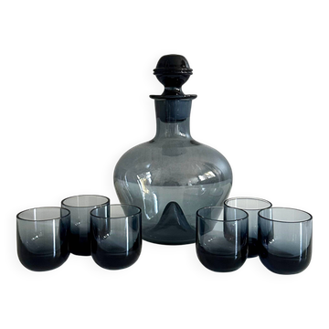 Liqueur carafe "Zistern" by Wilhelm Wagenfeld with glasses "Rapunzel"