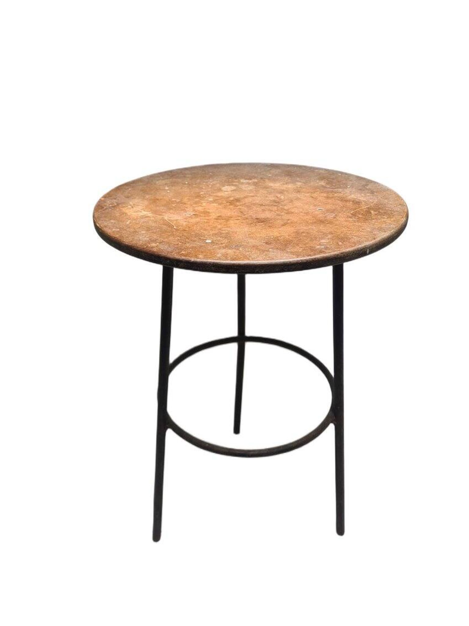 Postmodern brutalist iron and wooden plant stand, Poland, 1970s