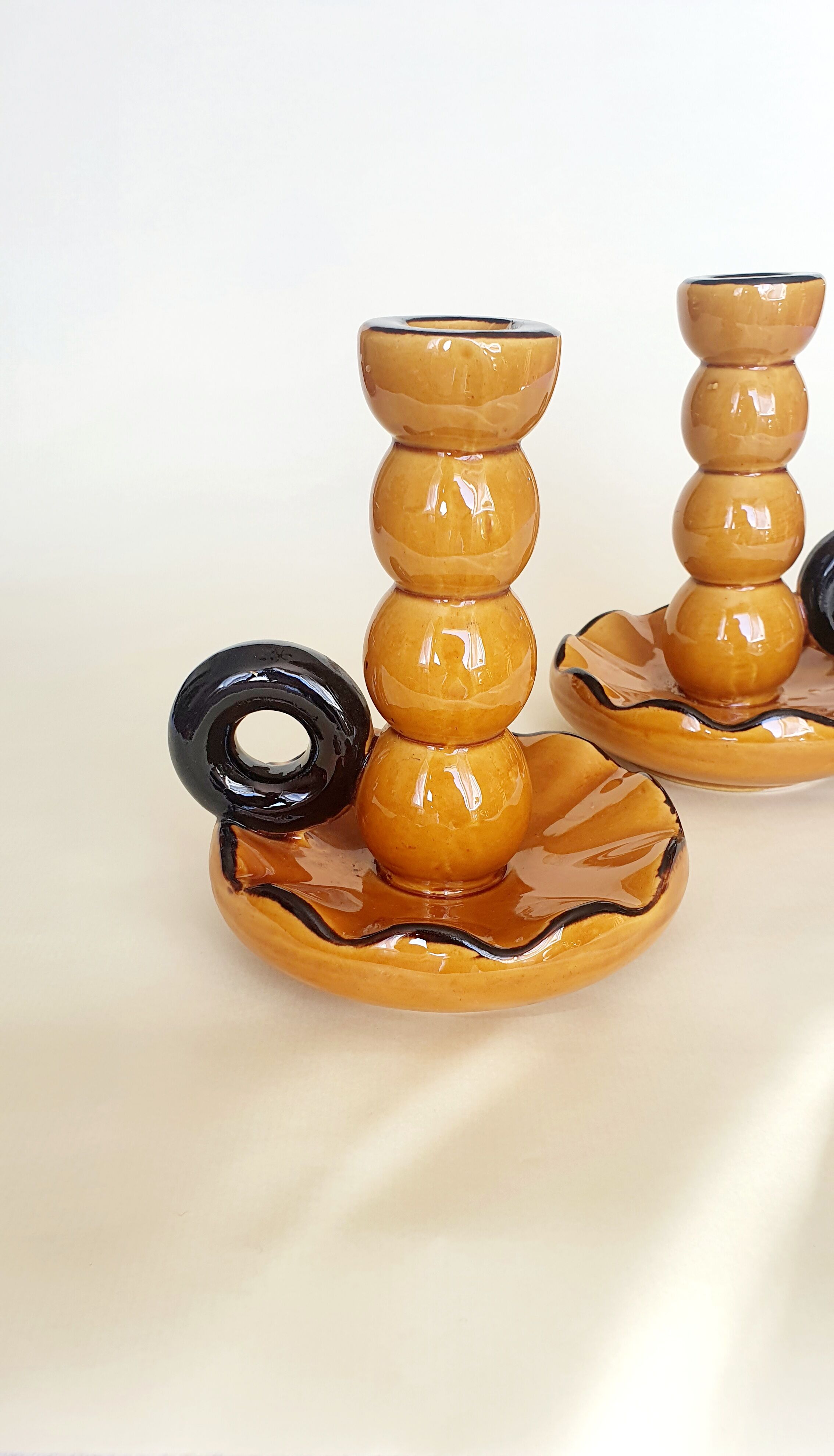 Pair of ceramic candle holders 1950