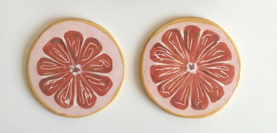 Pink grapefruit coaster