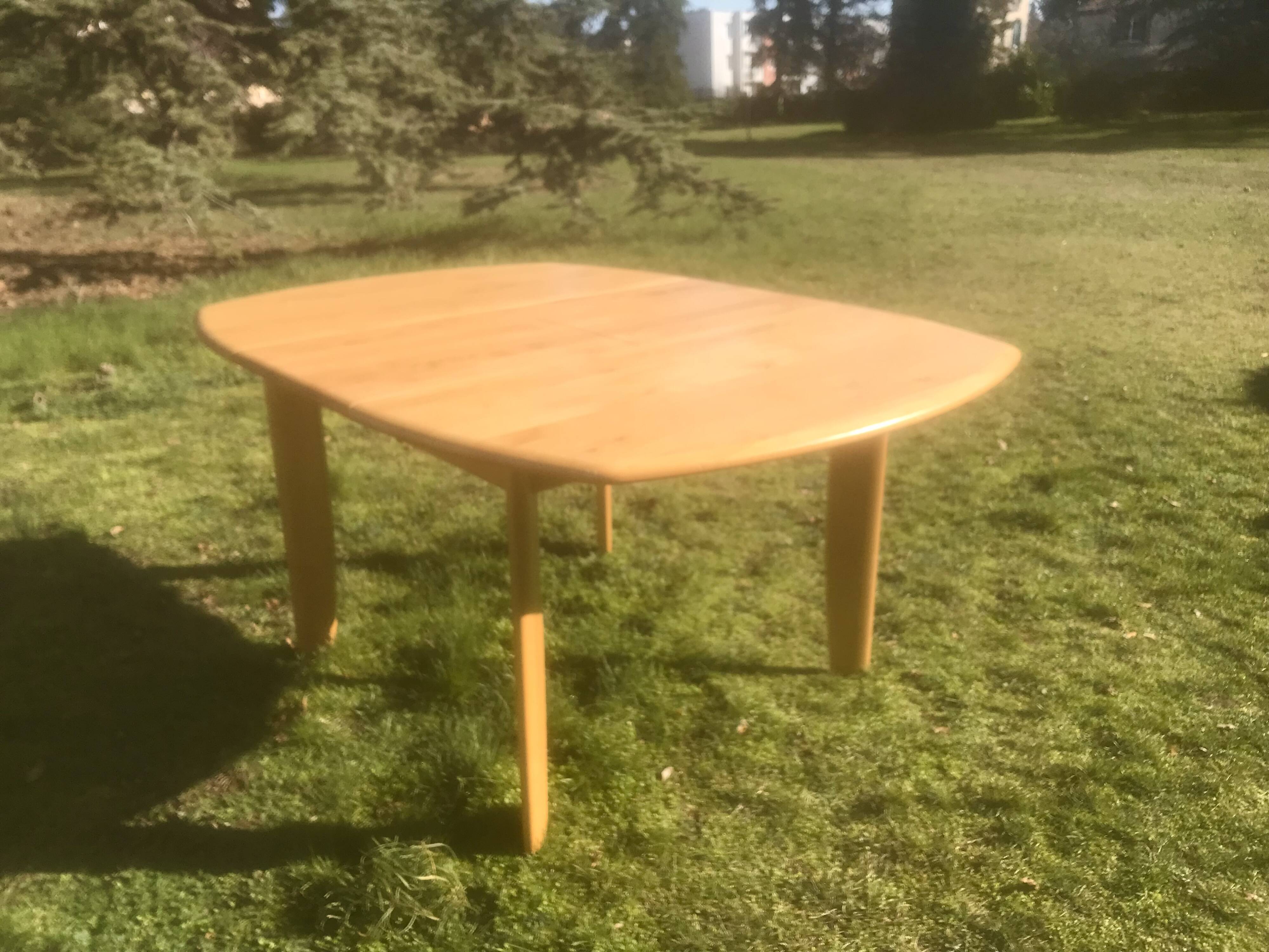 Vintage beech extendable dining table 1980