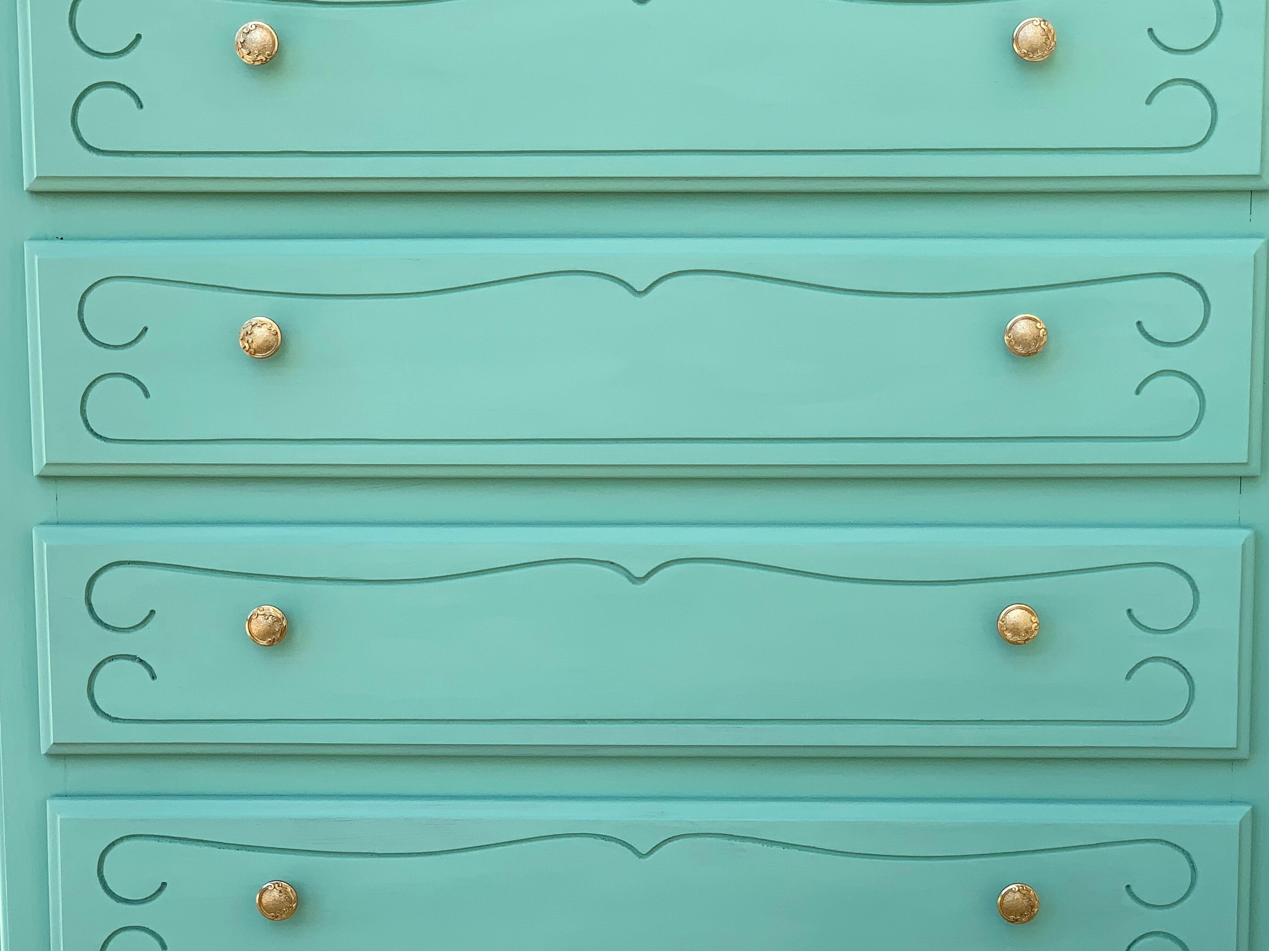 Vintage mint green chest of drawers 1950