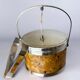 Lucite burl wood & brass ice bucket with tongs, Italy, circa 1970