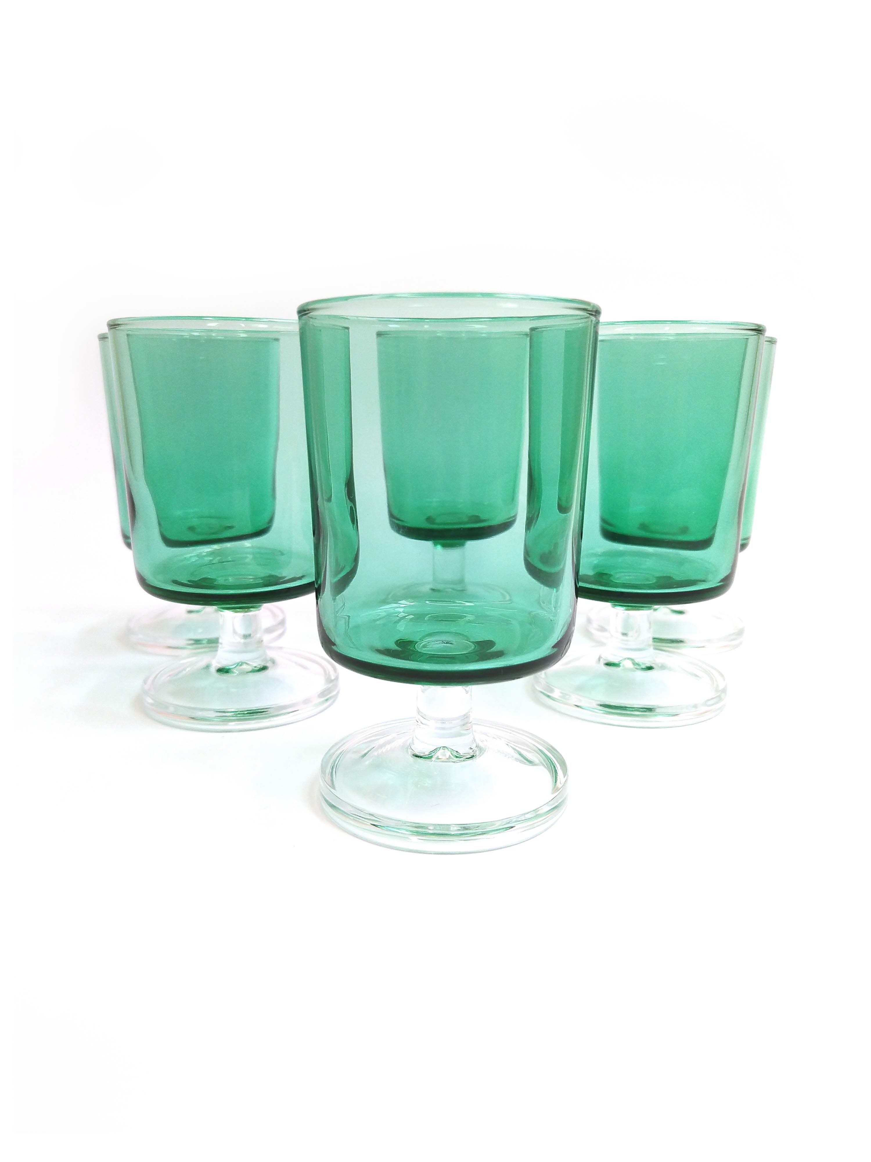 Lot de 6 verres à vin blanc modèle cavalier vintage
