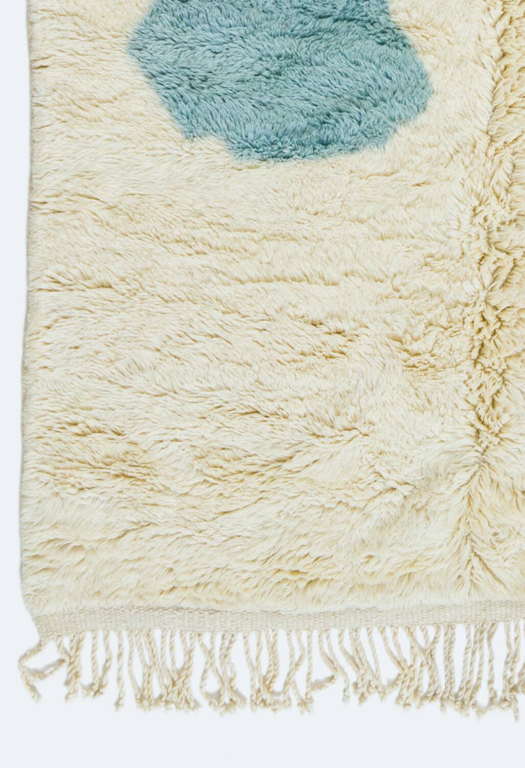 Modern sky blue and white Mrirt Moroccan rug