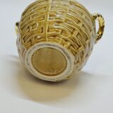 Bouteille Mini Dame Jeanne En Céramique Tressée Barbotine Majolique Vintage