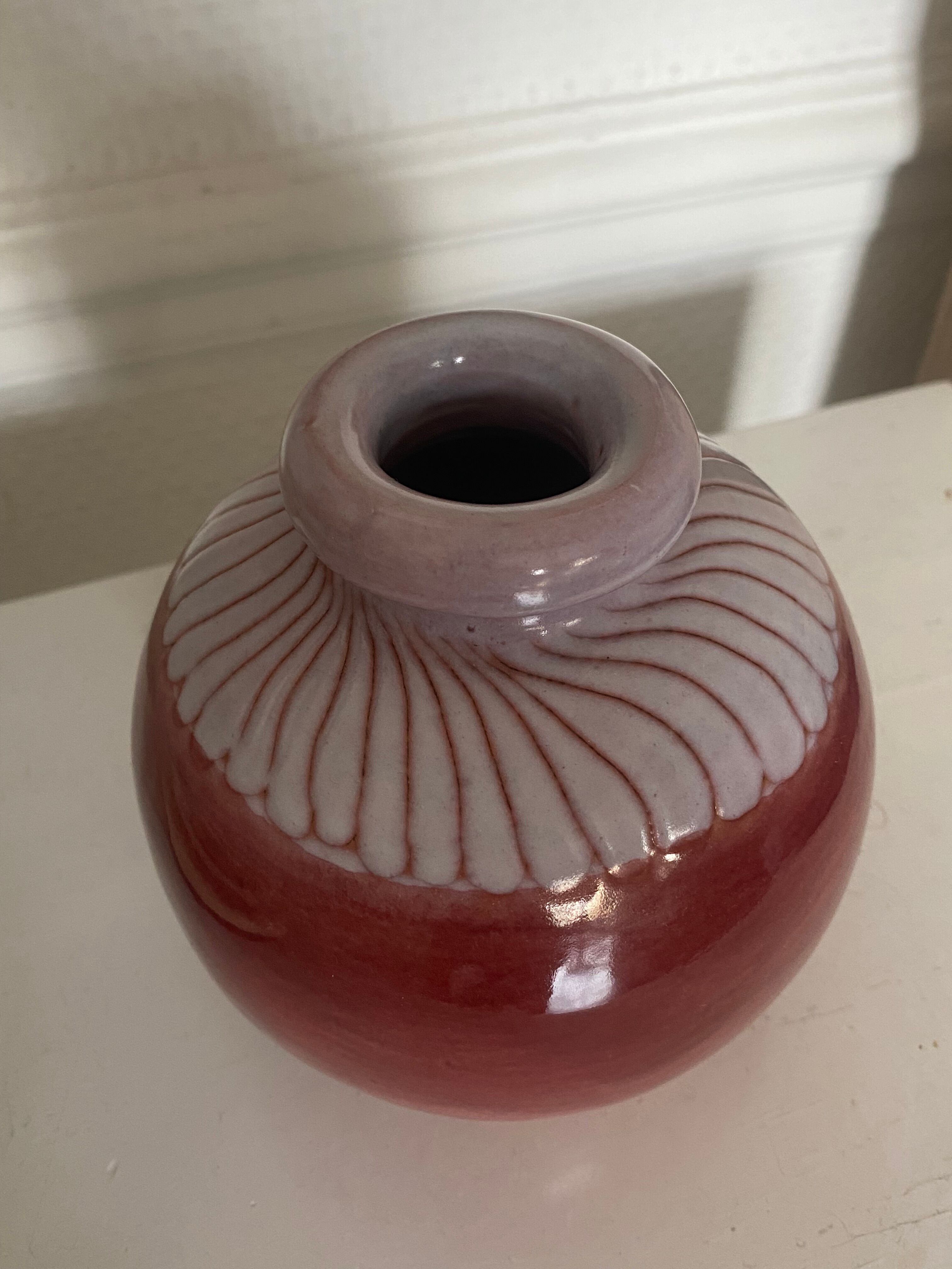 Glazed ceramic ball vase by Jean and Robert Cloutier 1950-1960