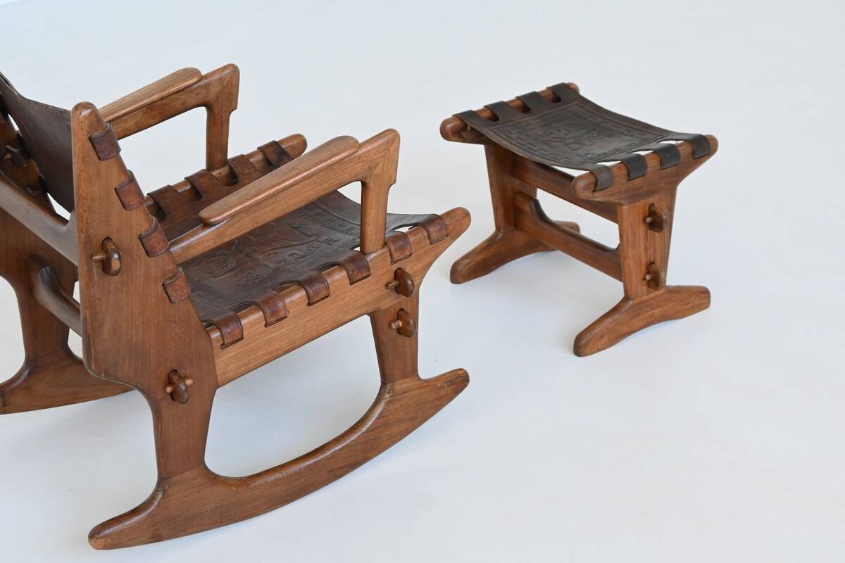 Angel Pazmino rocking chair and hocker Muebles de Estilo Ecuador 1960