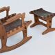 Angel Pazmino rocking chair and hocker Muebles de Estilo Ecuador 1960