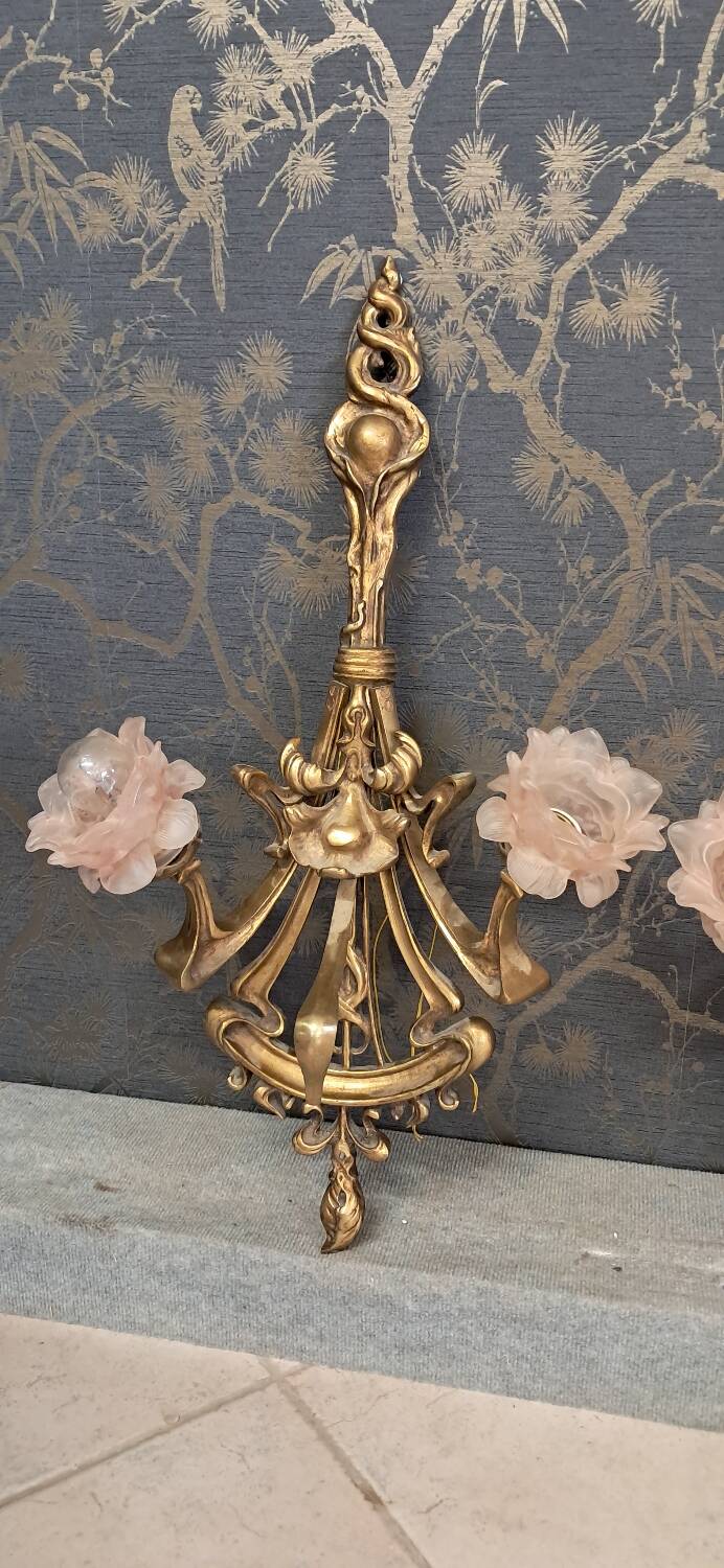 Pair of solid brass wall lights 81 x 49