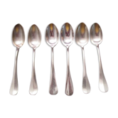 Ensemble de 6 petites cuillères en métal argenté anciennes dépareillées