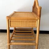 Vintage 80s rattan bedside table