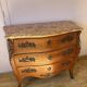 Curved Louis XV style commode with marquetry + marble top