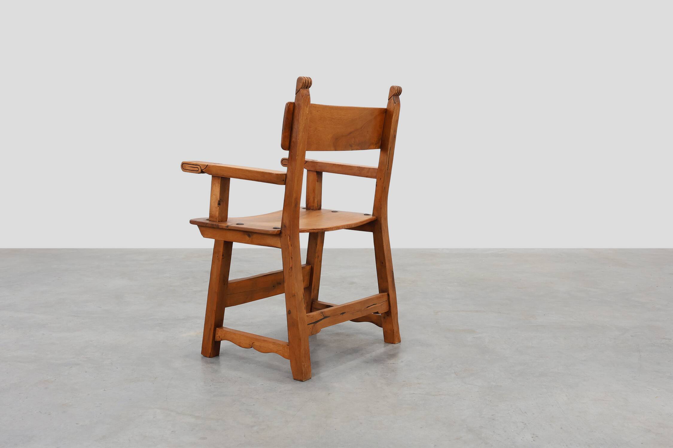 Rustic carved oak Iberian side chair, Spain ca. 1900