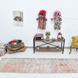 2x9 shabby chic vintage runner rug, 74x265cm