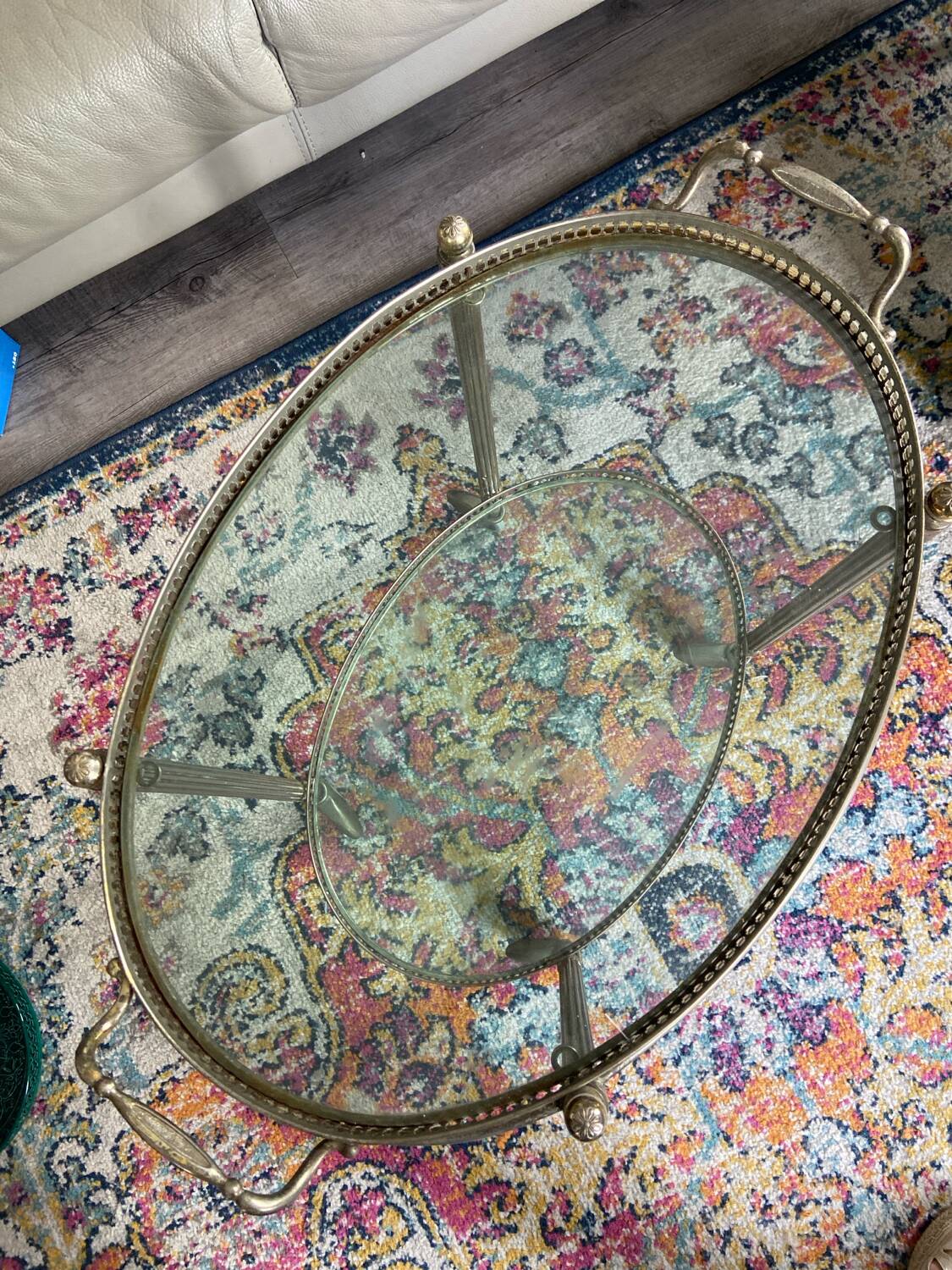 Glass and meral coffee table