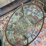 Table de salon verre et meral