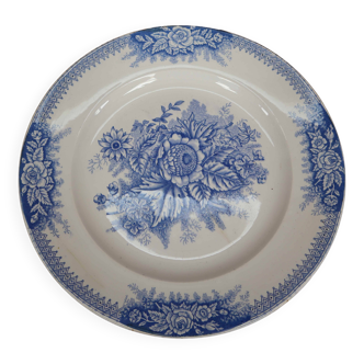 Ancien plat rond Terre de Fer Saint Amand & Hamage Nord modèle Jardinière