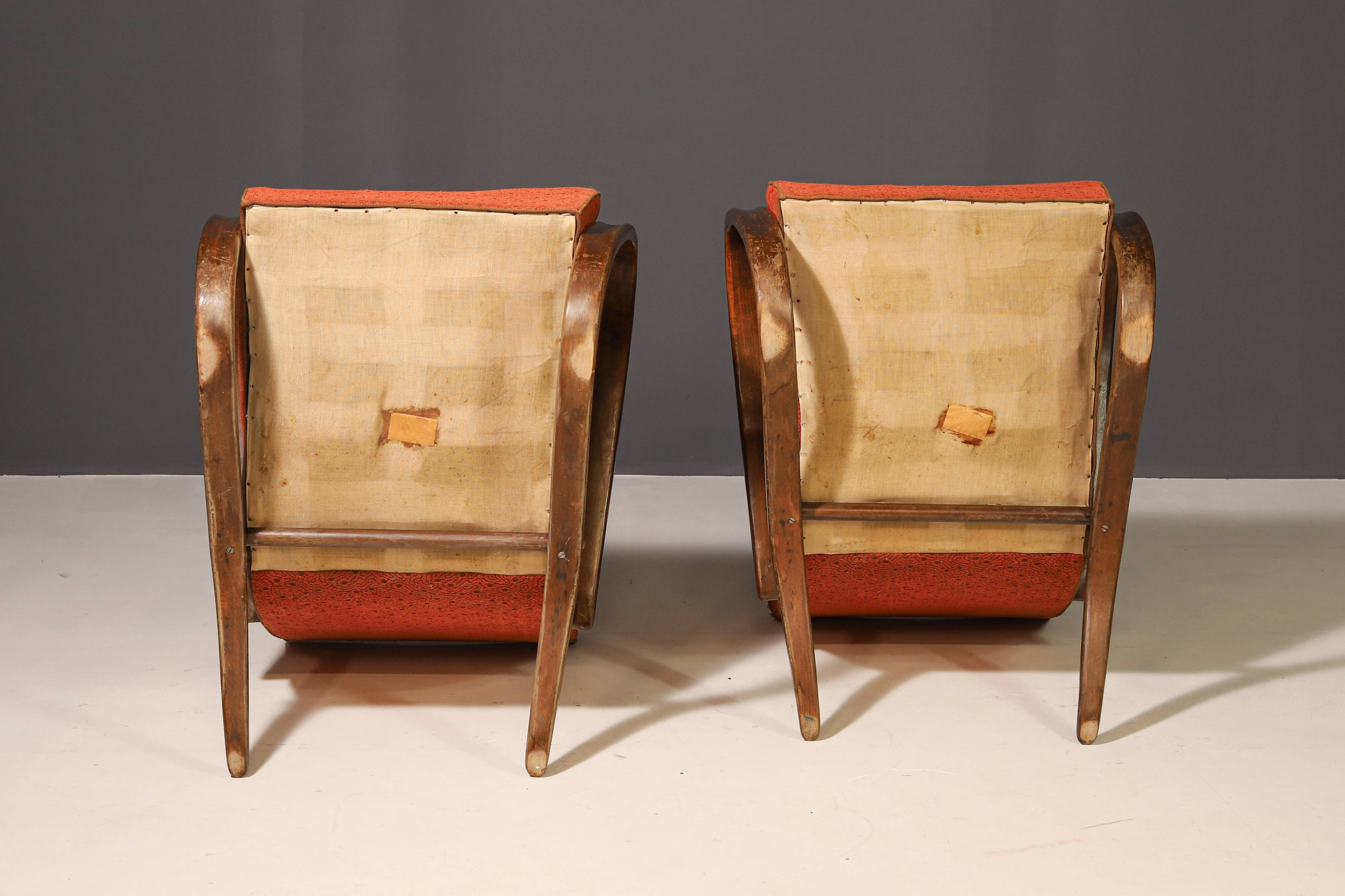 Fauteuils ART DECO H269 de Jindřich Halabala, années 1930, lot de 2