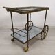 Desserte roulante laiton verre