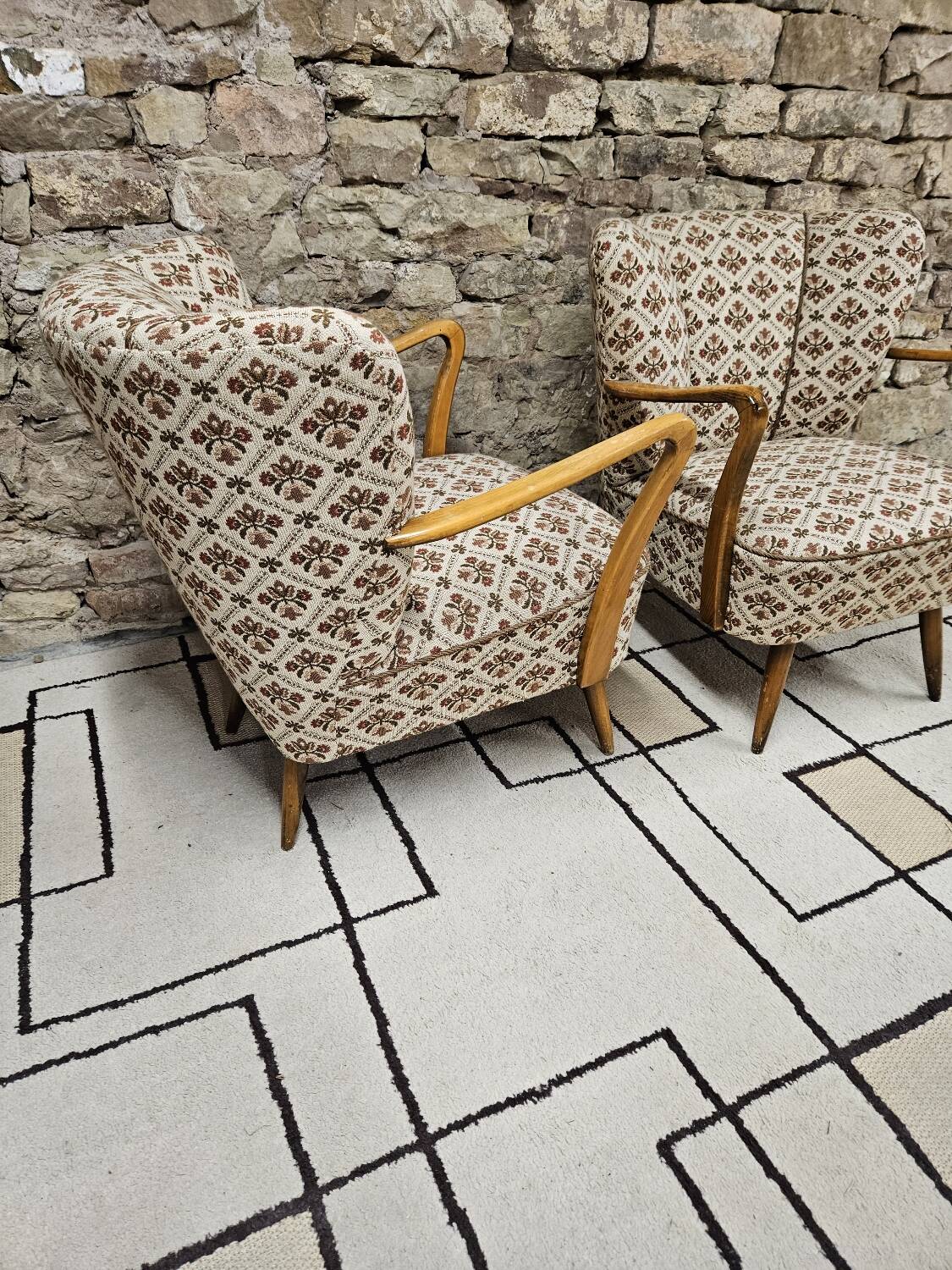 Pair of 1960 flowered armchairs