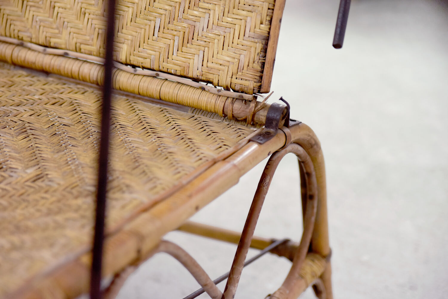 Bauhaus rattan armchair with ottoman by Erich Dieckmann, 1930s