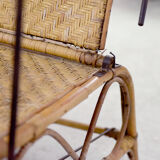 Bauhaus rattan armchair with ottoman by Erich Dieckmann, 1930s
