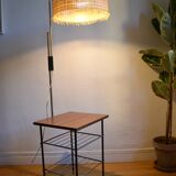 Vintage modernist reading floor lamp with table Poland 1960
