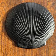 Pair of vintage black glass shell dishes D32 and D26
