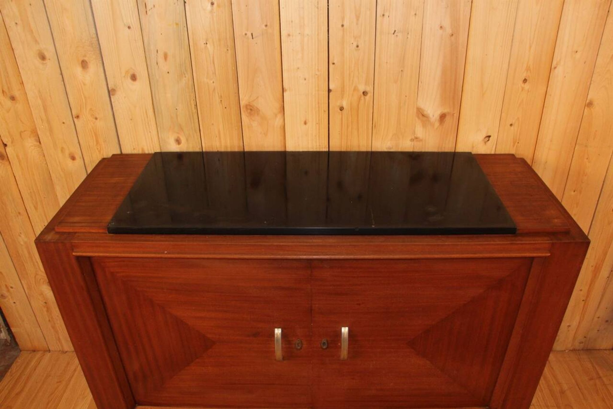 Art deco sideboard in mahogany black marble top