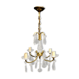 Lustre 4 lumières bronze et cristal