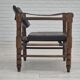 Années 1960, fauteuil lounge scandinave "Safari", état d'origine, cuir, bois de hêtre.