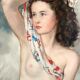 Portrait dénudé d’une jeune femme au foulard, Maurice Ehlinger, Circa 1940