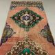 Distressed Turkish Runner 380x72 cm wool Vintage Tribal Rug Pink Green
