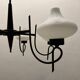 Italian Bronze Opaline Glass Chandelier 1950’s