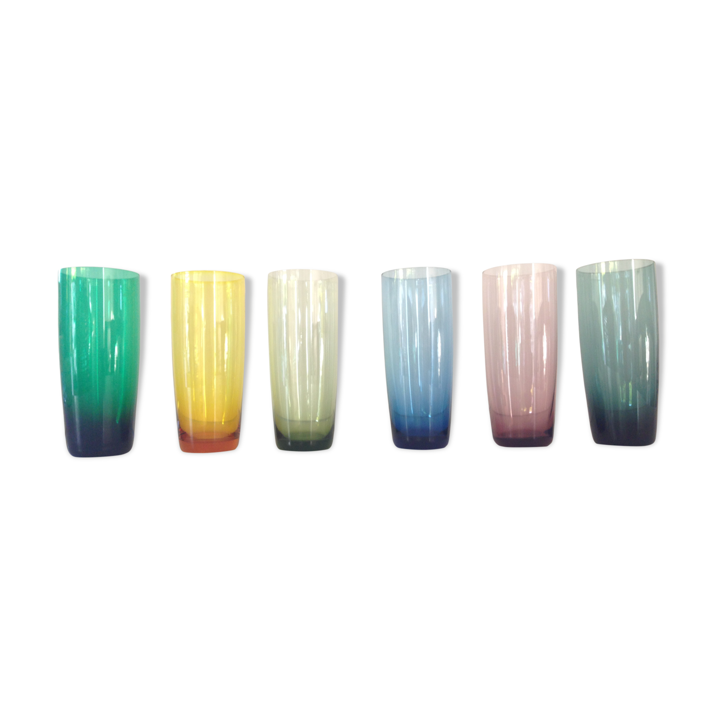 Suite of six colored glasses