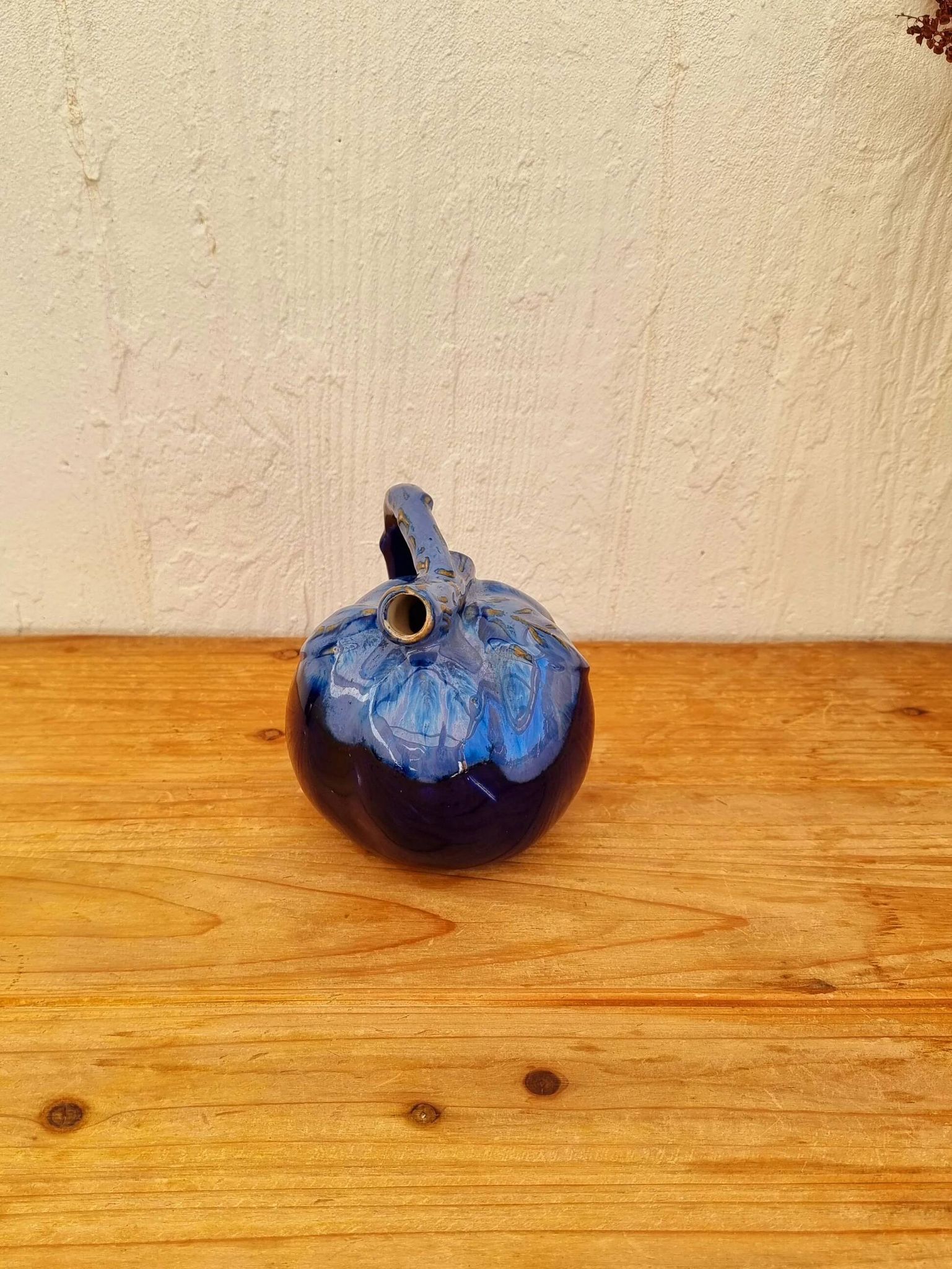 Alpho vintage blue ceramic melon jug