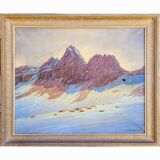 Old large vintage painting signed A. WEBER from the 1940s and 1950s.