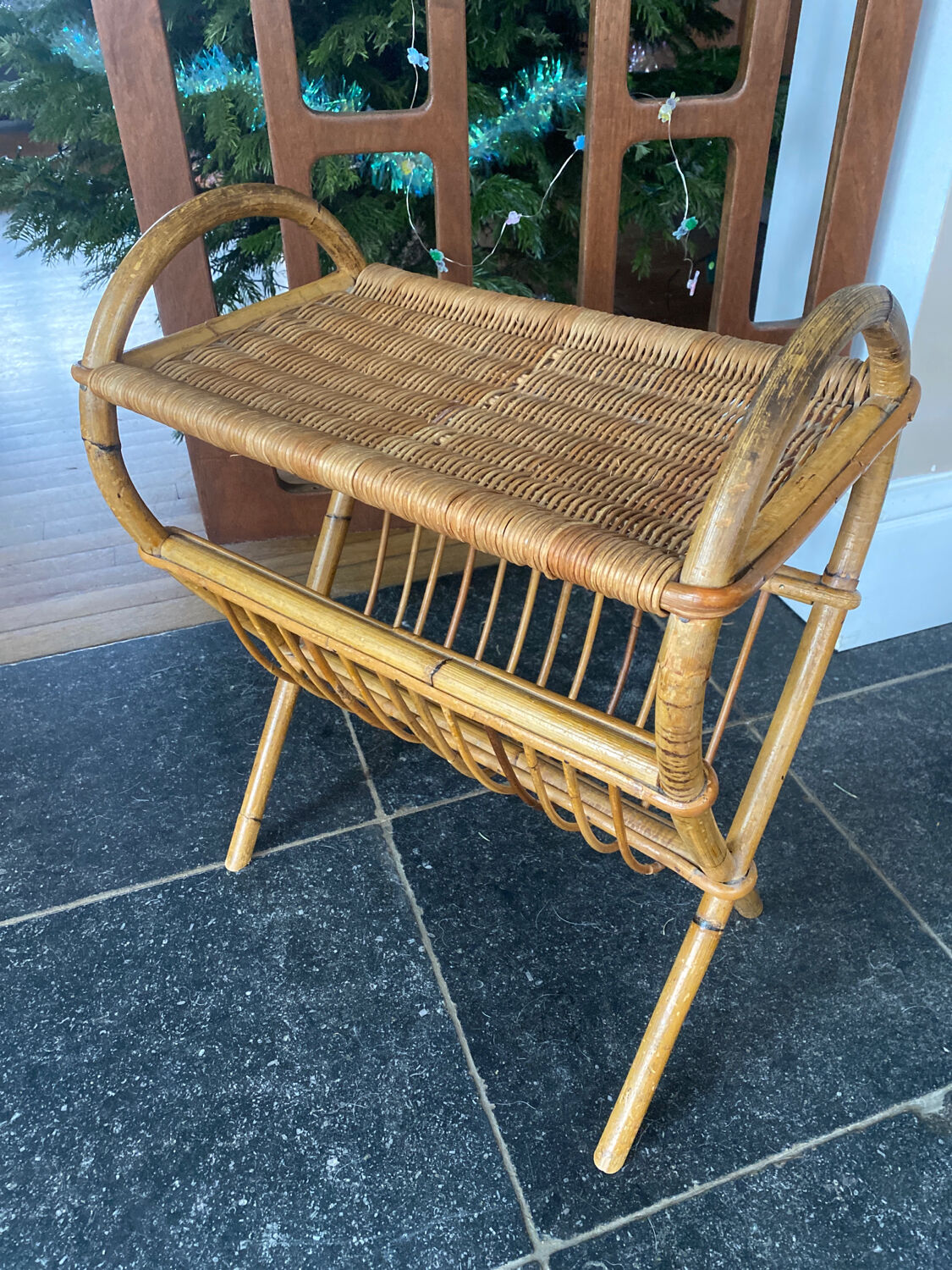 Rattan magazine holder