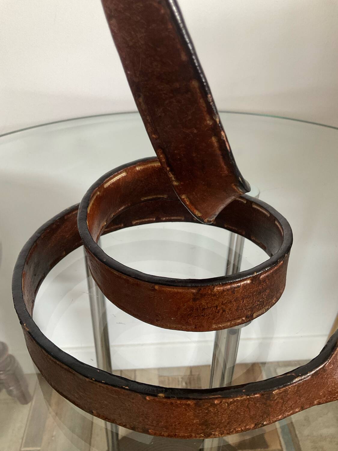 Vintage brutalist wrought iron snake candle holder