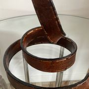 Vintage brutalist wrought iron snake candle holder