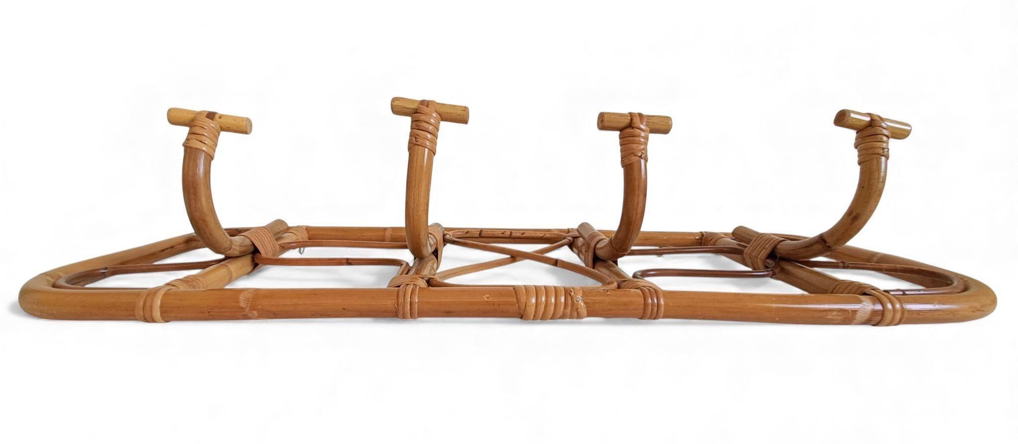 Mid-Century Extra-Large Bamboo & Rattan Coat Rack, Tito Agnoli Style