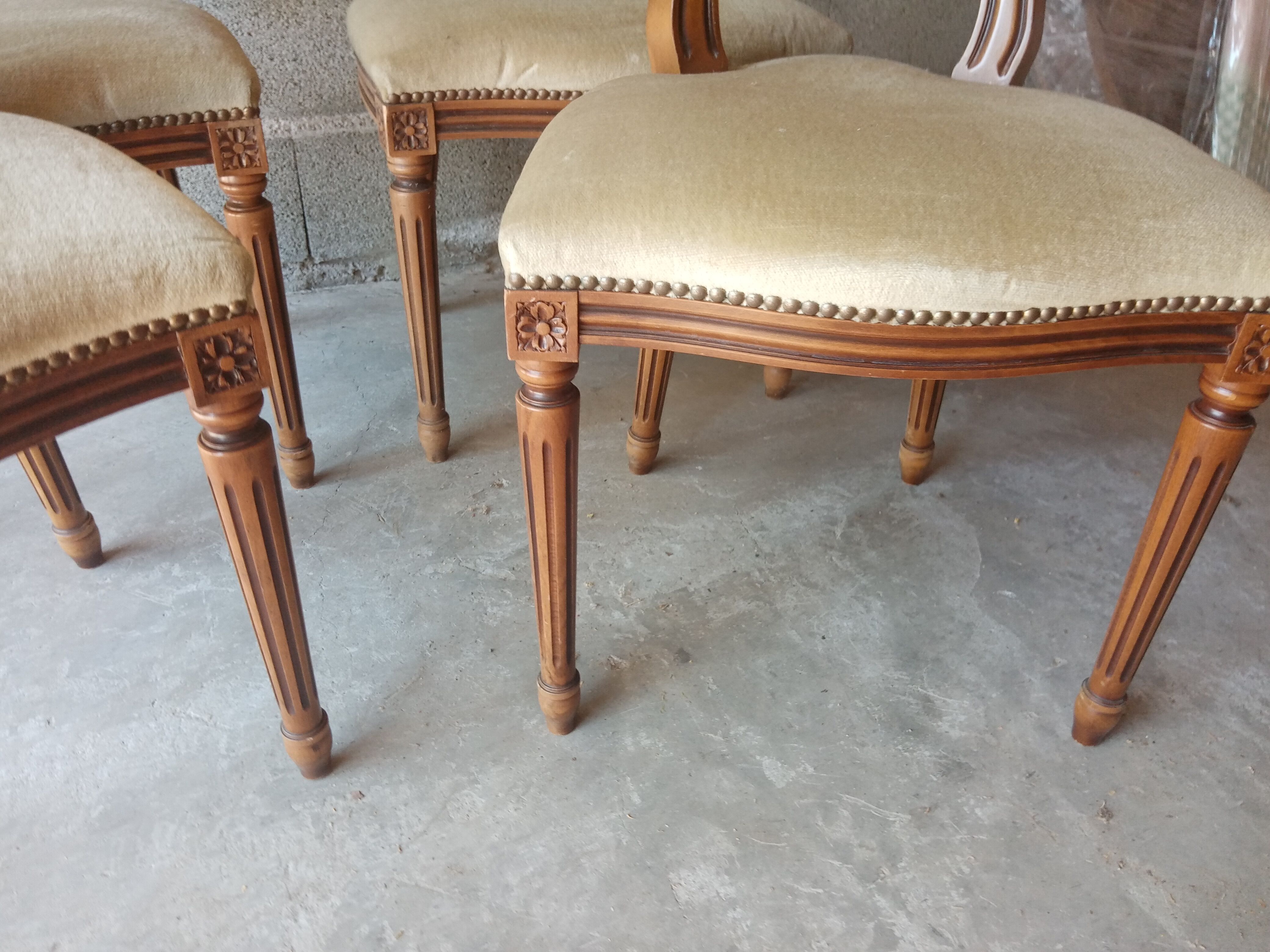 Suite 4 chairs medallion wood and fabric