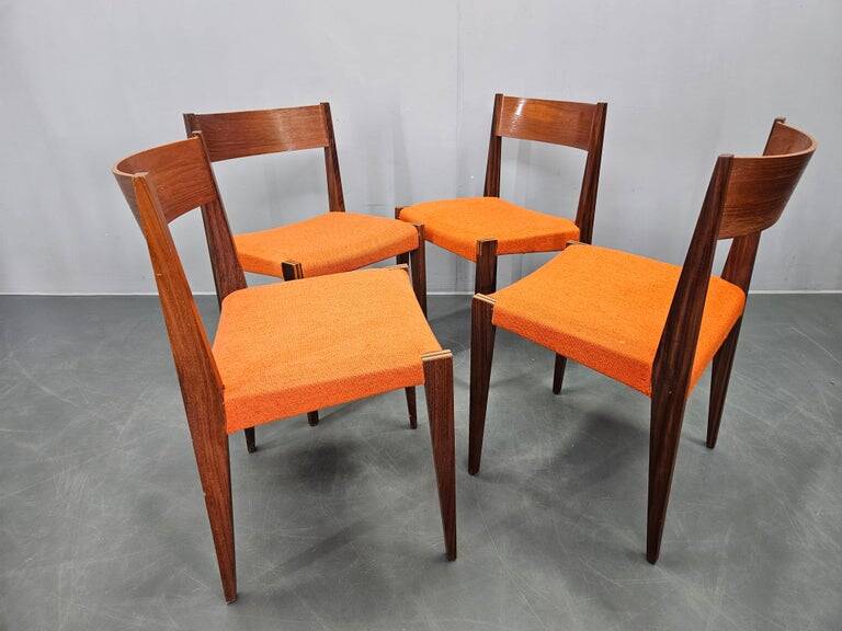 Set of Four Rare Teak PIA Chairs by Poul Cadovius, Girsberger, Denmark, 1960s