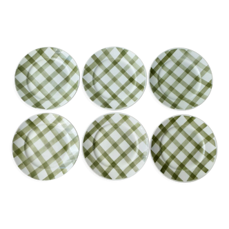 6 flat plates Moulin des Loups tablecloth model, 23 cm
