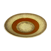 Bol de fruits vintage danois beige coloré avec cercle orange rétro | poterie en céramique faite à la main
